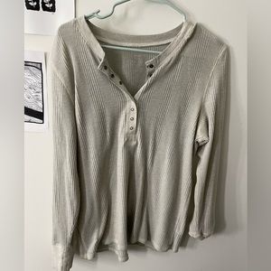 Aerie Cream Womens Henley Shirt